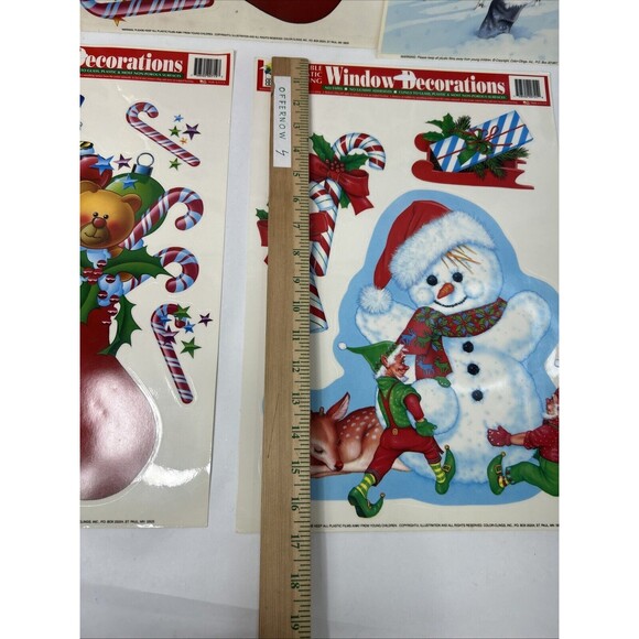 Vtg Color Cling Christmas Static Window Decorations Lot Decals Reusable NOS - Picture 2 of 6